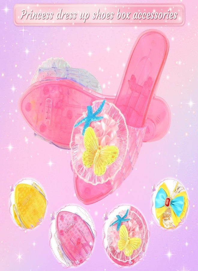 LIMIROLER Princess Dress Up Shoes Set Girls Role Play Shoes Toddler Pretend Jewelry Toys Set Gift Set 2 Pairs of Shoes Kit Collection of Tiara Crown Earrings Necklace Rings for Girls Aged 3-6 Years Old - Image 4